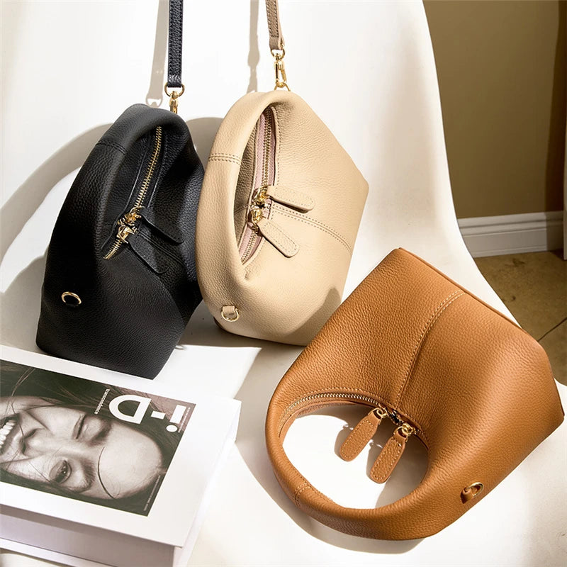 Ladies' Genuine Leather Half Moon Crossbody Bag – 2024 Fashion