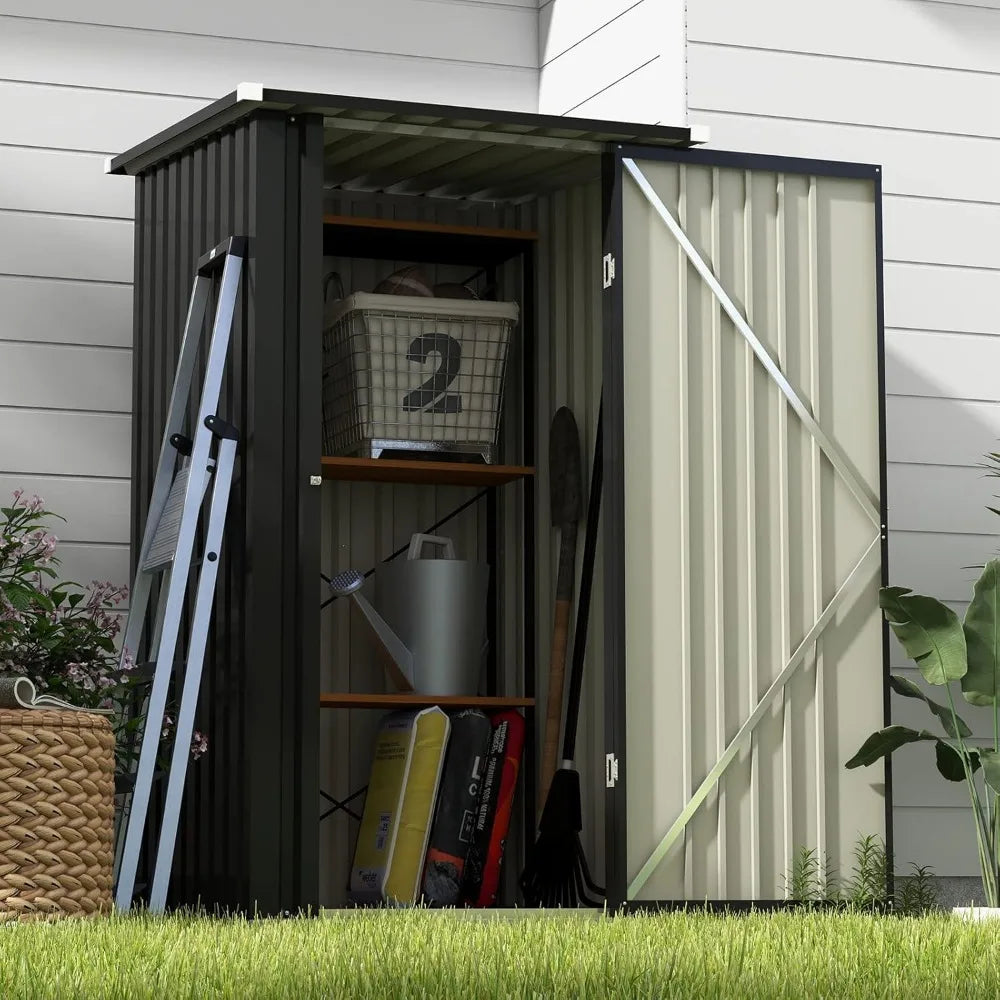 Compact 3 x 3 FT Outdoor Storage Shed - Sloping Roof & Lockable Door for Garden Tools