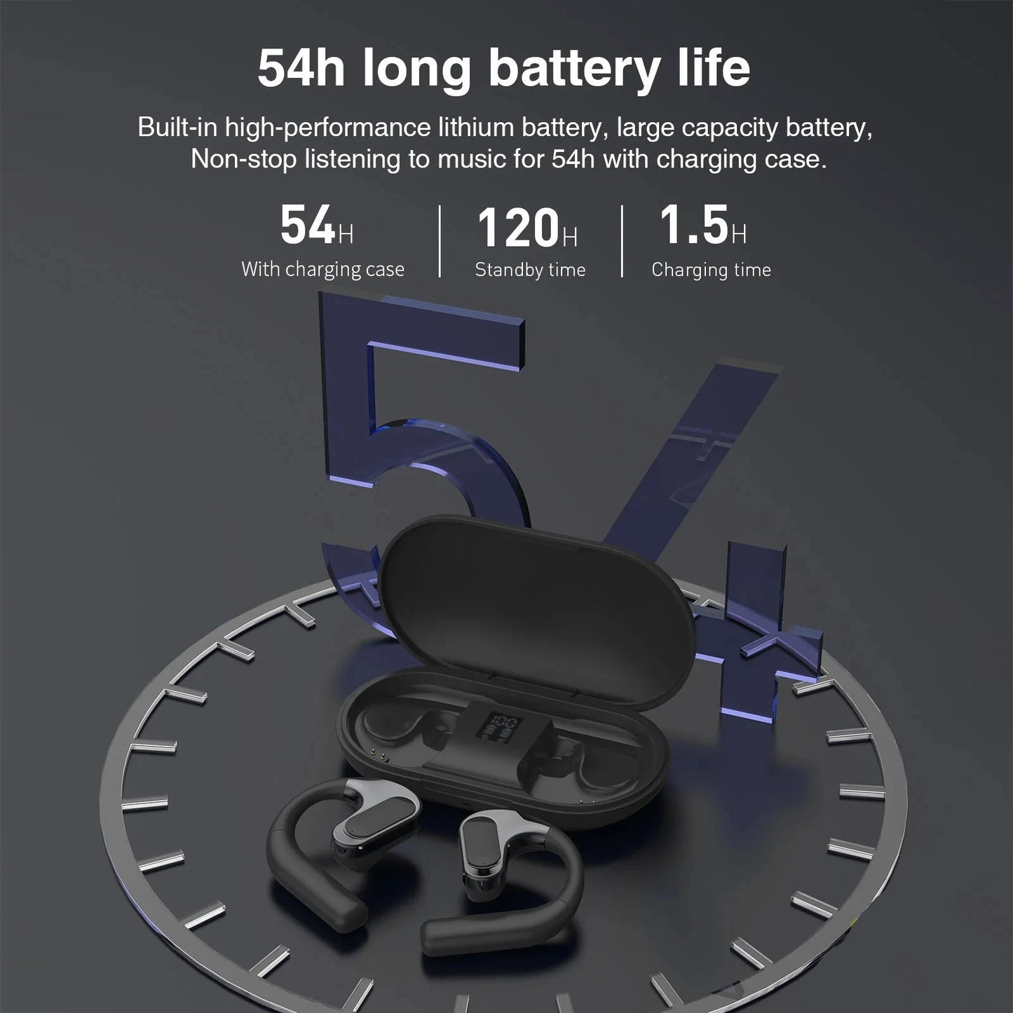 Ear Hook Open Ear Wireless Headphones | Bluetooth 5.3, 50-Hour Playtime, and Waterproof