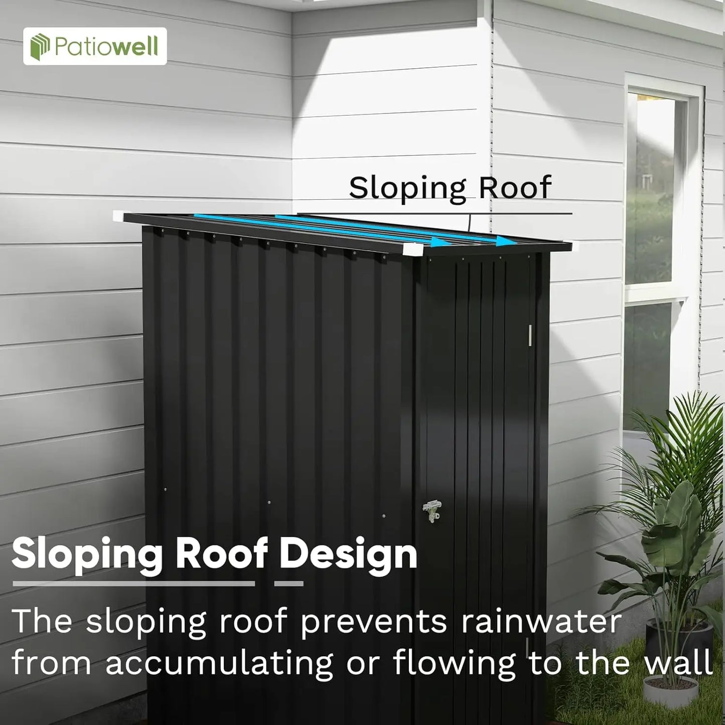 Compact 3 x 3 FT Outdoor Storage Shed - Sloping Roof & Lockable Door for Garden Tools