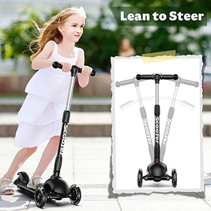 Foldable Scooter , adjustable-height 3-wheel scooter designed for kids with flashing PU wheels