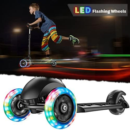 Foldable Scooter , adjustable-height 3-wheel scooter designed for kids with flashing PU wheels