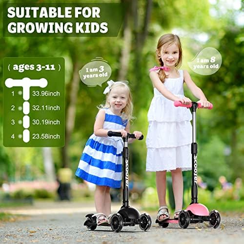 Foldable Scooter , adjustable-height 3-wheel scooter designed for kids with flashing PU wheels