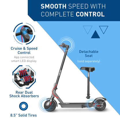 Electric Scooter - 8.5" Solid Tires - Up to 17 Miles Long-Range & 19 MPH Portable Folding Commuting Scooter for Adults