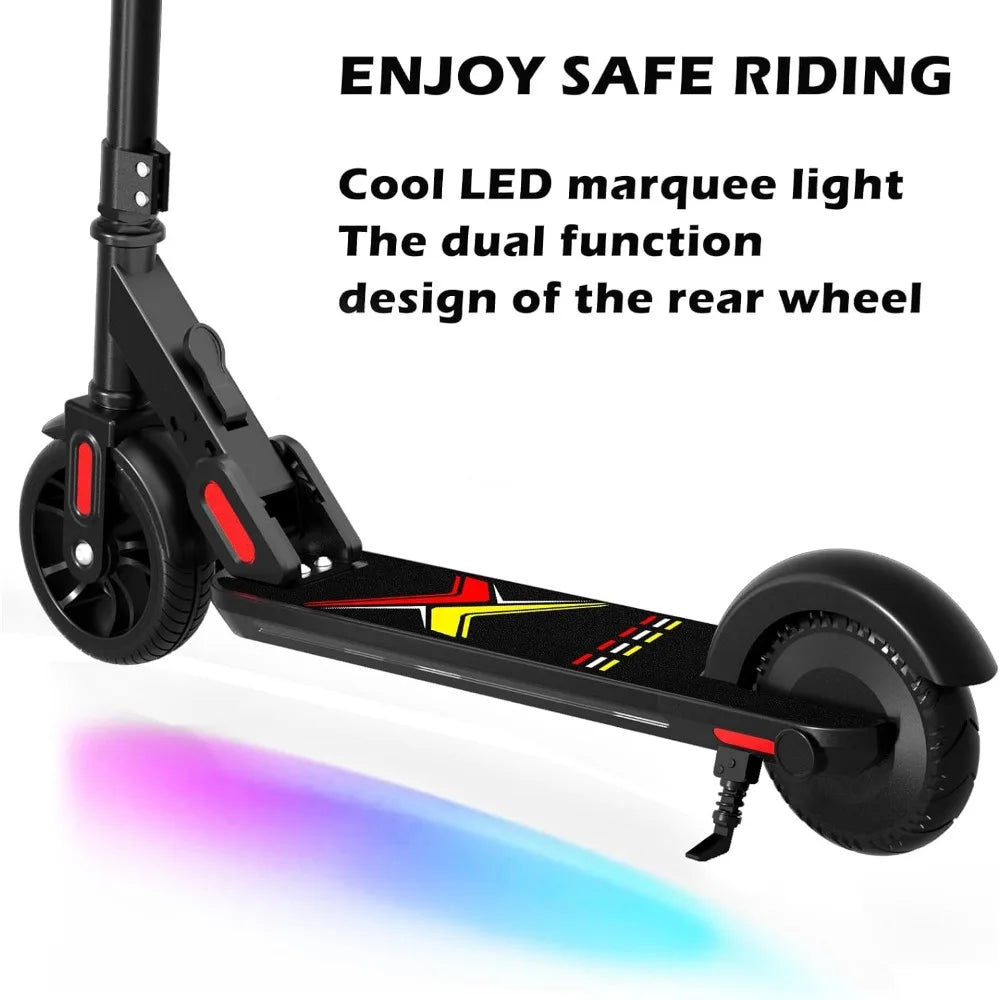 Foldable Electric Scooter for Kids 6-15 Years Old, LED Display, with Adjustable Speed and Height, with Rainbow Light