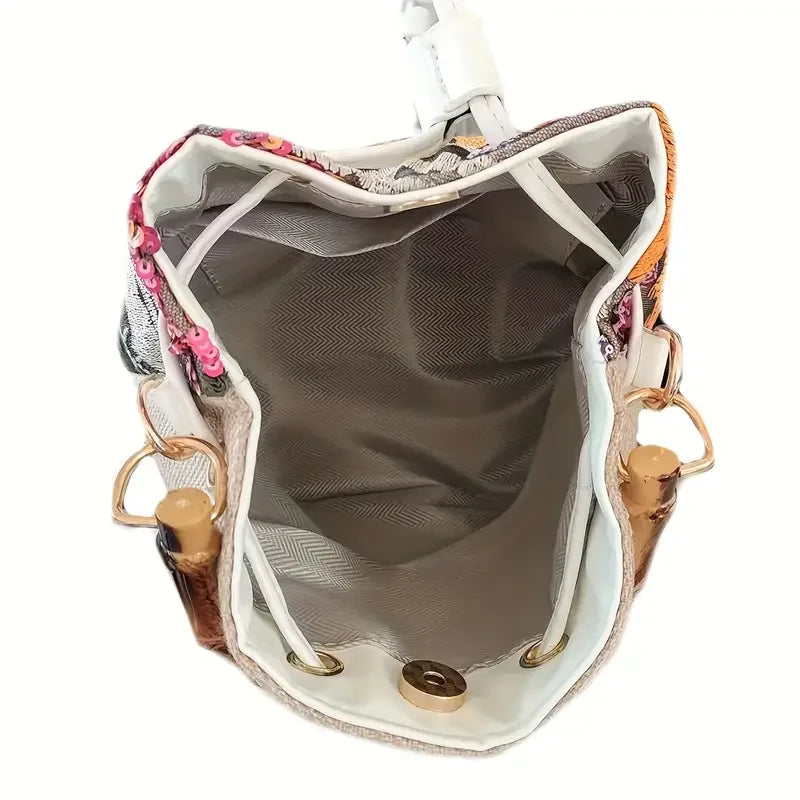 Sequin Embroidery Bucket Bag