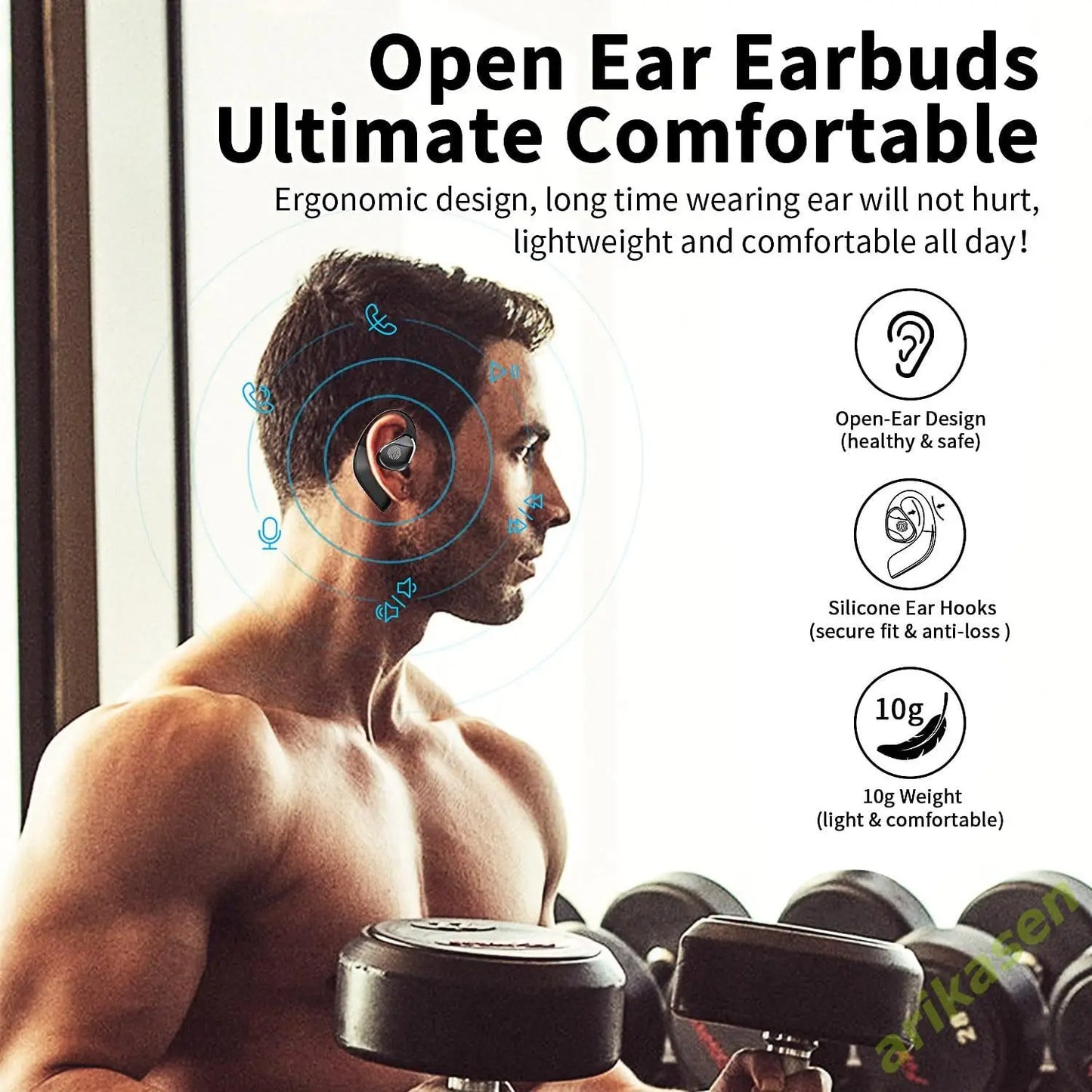 Wireless Open Ear Headphones with Bluetooth 5.3 | Dual Drivers & 50-Hour Playtime