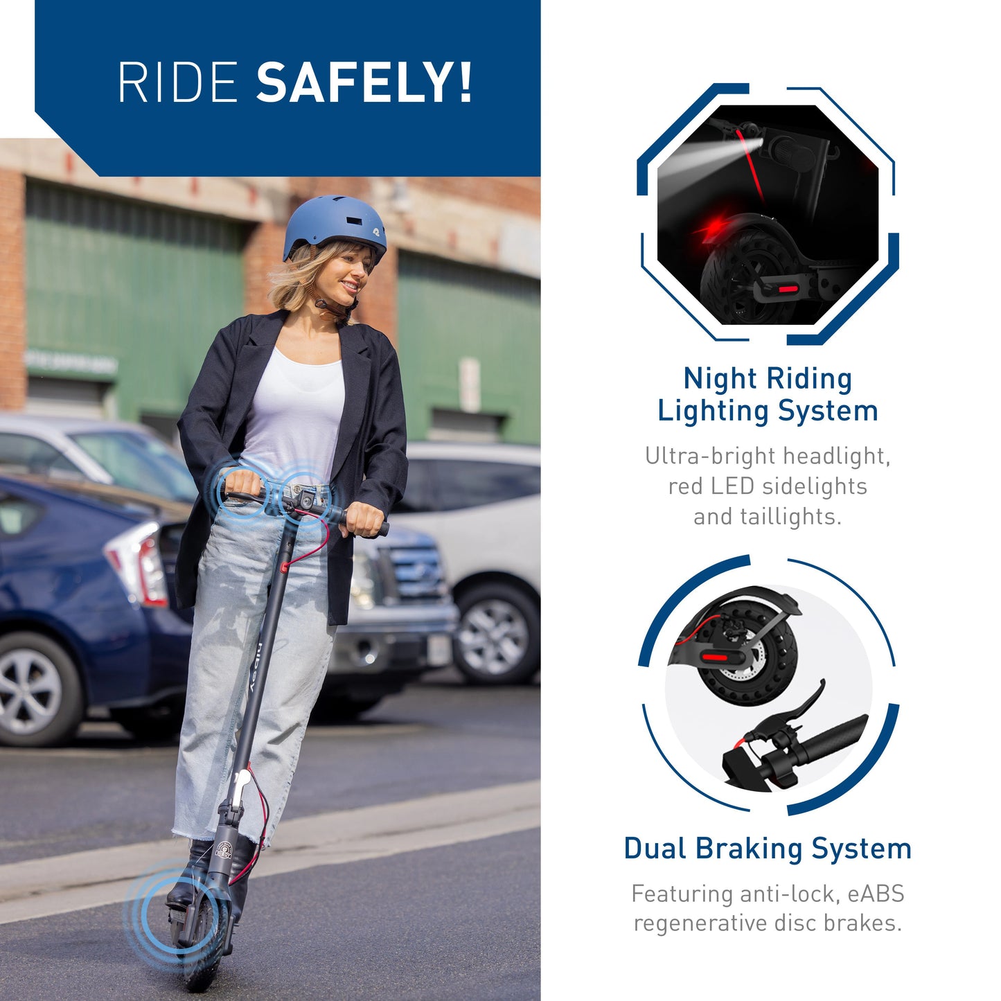 Electric Scooter - 8.5" Solid Tires - Up to 17 Miles Long-Range & 19 MPH Portable Folding Commuting Scooter for Adults