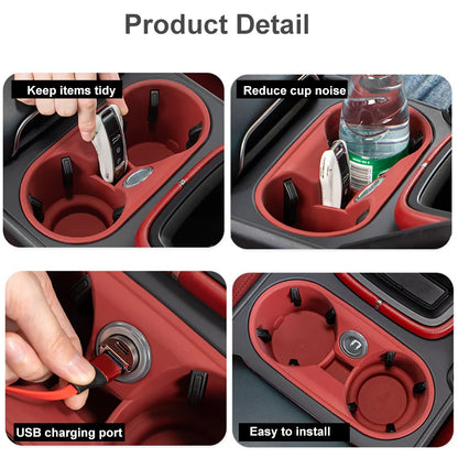 Car Cup Holder Insert for Porsche Cayenne Macan - Silicone Anti-Slip Design