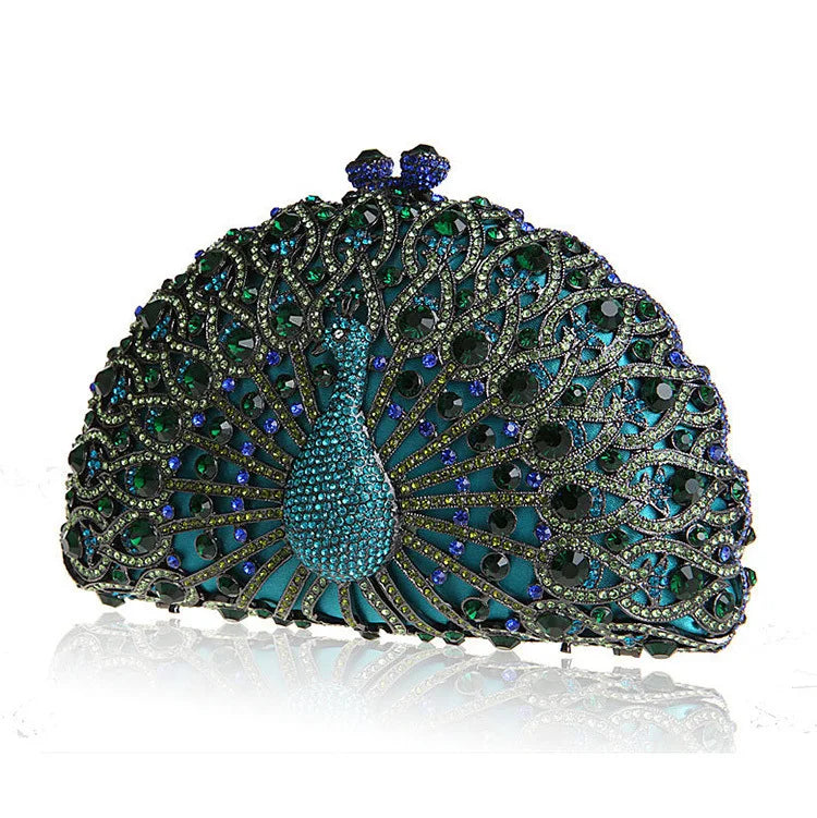 Peacock Rhinestone Clutch