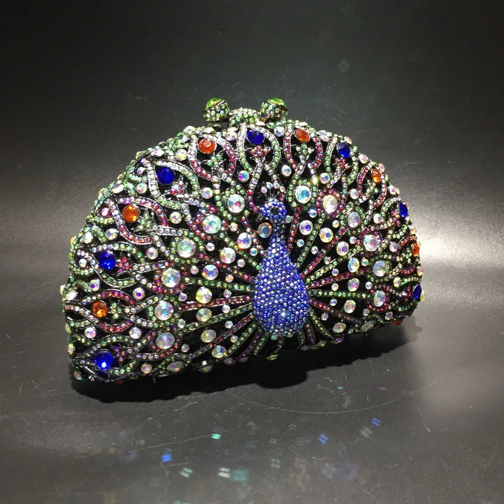 Peacock Rhinestone Clutch