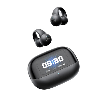 Smart Screen Bluetooth Ear Clip Earbuds - Wireless Open-Ear Sports Headphones