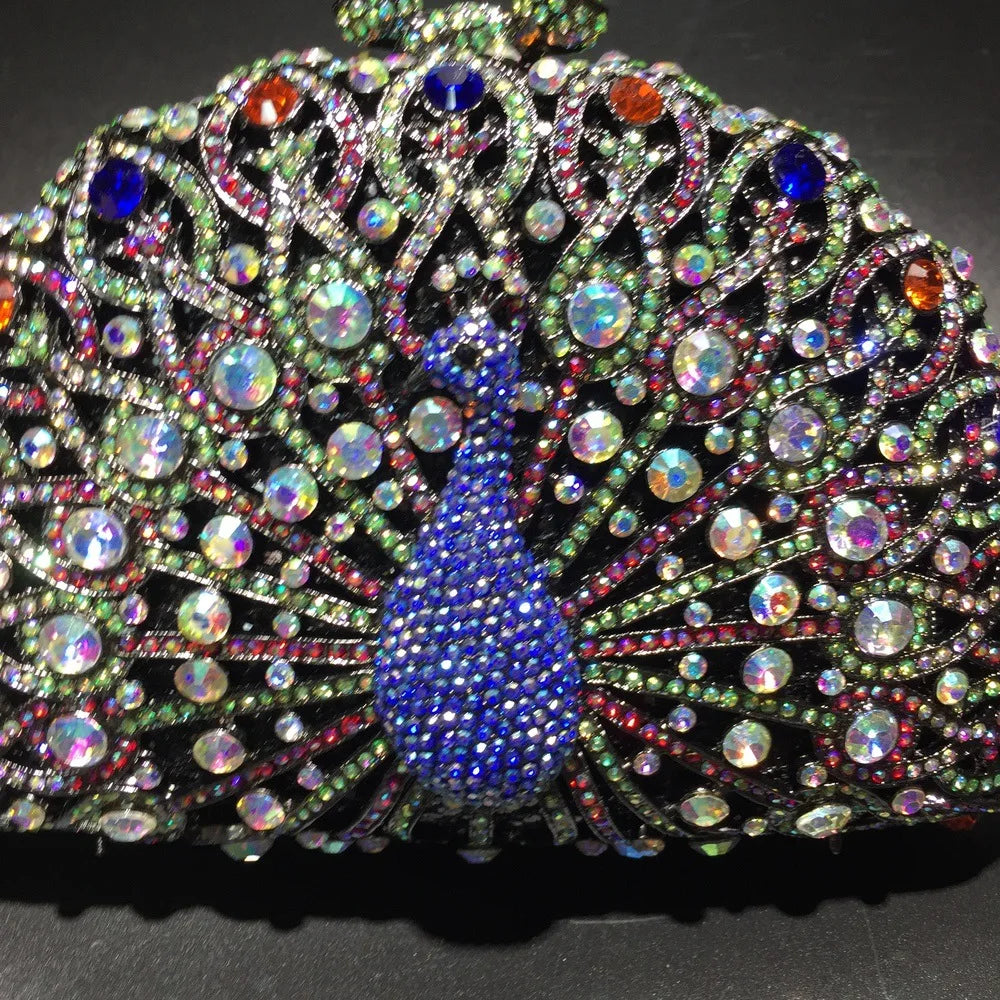 Peacock Rhinestone Clutch